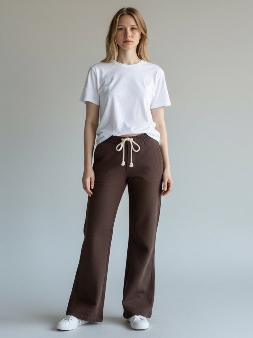 Roxy Pants Womens M Brown Linen Blend Straight Leg Drawstring Casual